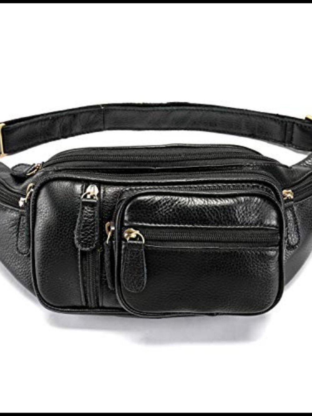 Genuine Leather Fanny Pack Large Capacity Crossbody Waist Bag Zipper Pockets